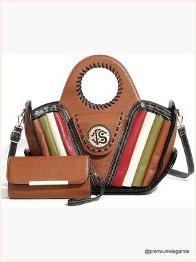 Large Capacity Faux Leather Top Handle Crossbody Handbag Set with Wallet